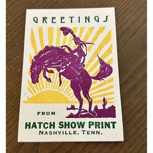 Hatch Show Print Nashville Tennessee Postcard Bucking Bronco Western Letterpress